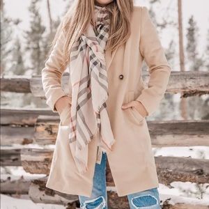 Lulus Harriet long double breasted coat in tan size S